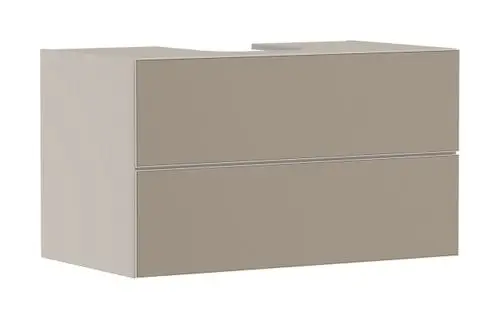 Waschtischunterschrank in Sandbeige Matt mit zwei Schubkästen, geeignet für Konsolen Aufsatzwaschtisch, hergestellt von Hansgrohe.